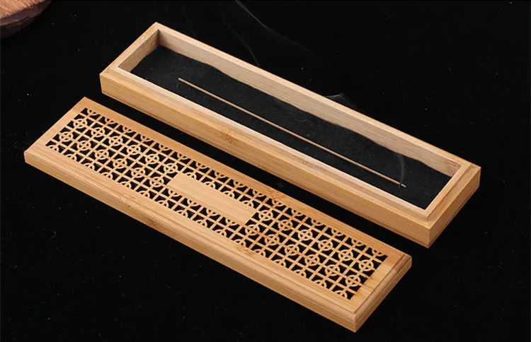 

Bamboo Incense Burner Incense Stick Holder Joss-stick Box Hollow Aromatherapy Zen Lying Censer Home Office Teahouse