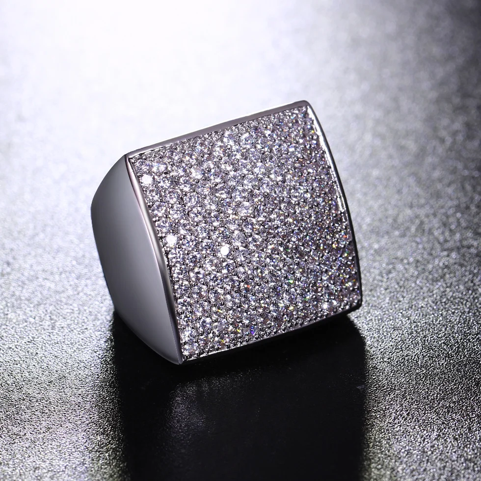 Fashion Geometric design Square shape Big jewelry Zircon stones High Quality Women Trendy Style Wedding Accessory Chunky ring | Украшения и