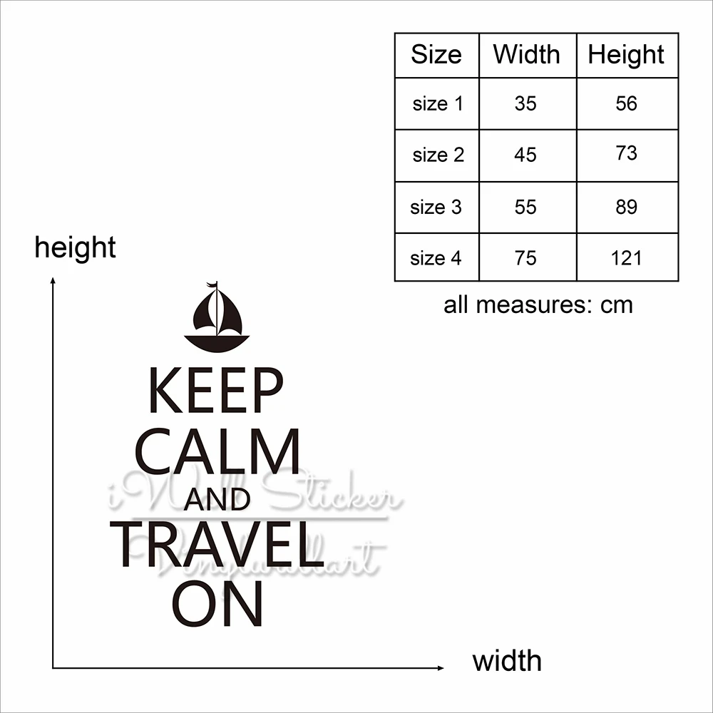 Наклейка на стену с надписью Keep Calm And Travel On|Наклейки стену| |