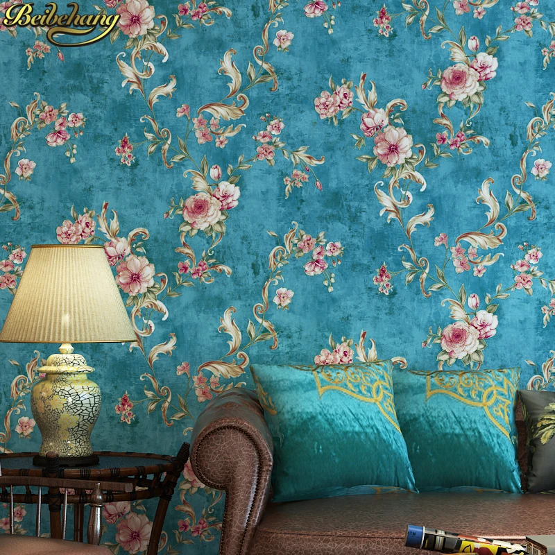 beibehang Luxury luxury European Vintage American country flowers wallpaper pastoral wall paper rollbedroom living room | Обустройство