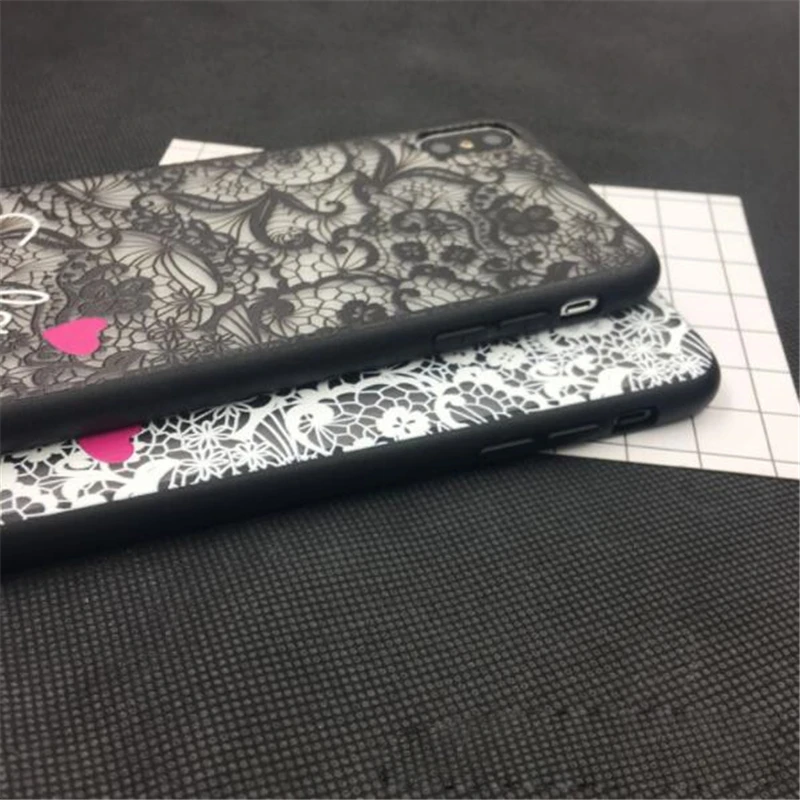 Чехол с кружевными цветами для Huawei P20 Lite iphone X 8 7 6 6S Plus жесткий чехол из ПК + ТПУ Samsung