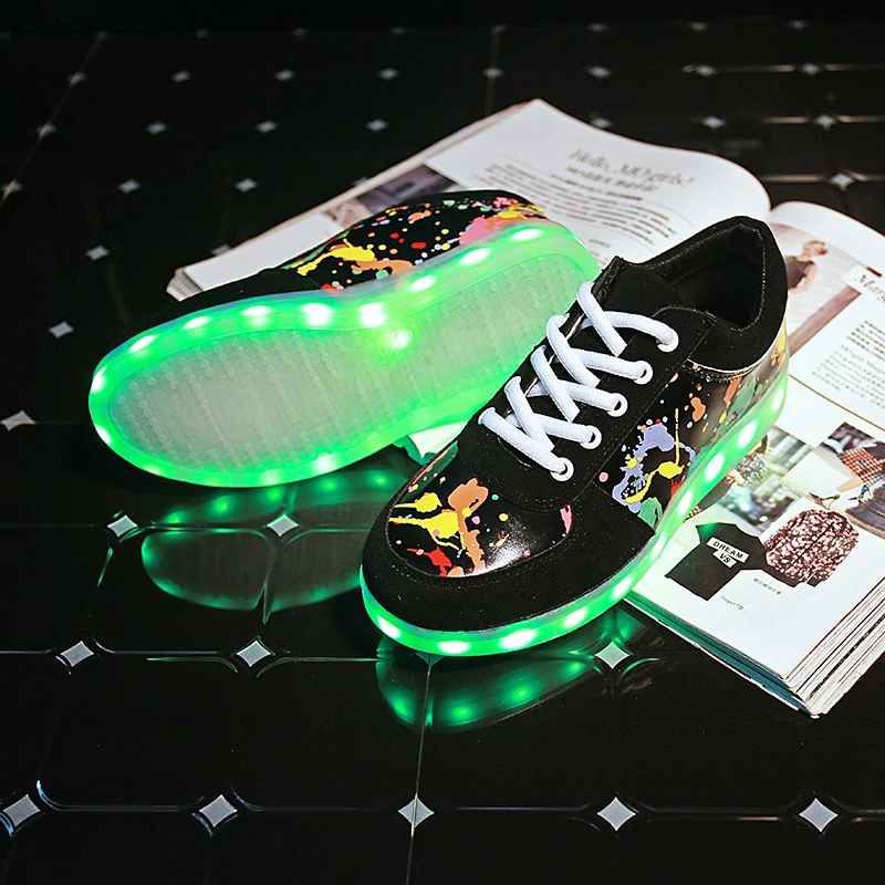 Akexiya 2017 Unisex Led Light Up Luminous Shoes Colorful Glowing Casual Usb Tenis Shoe men Lighted Schoenen camouflage Chaussure | Обувь