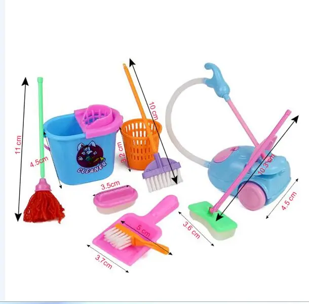 Набор для уборки дома девочек 9 шт./компл. забавные вакуумные швабры инструменты