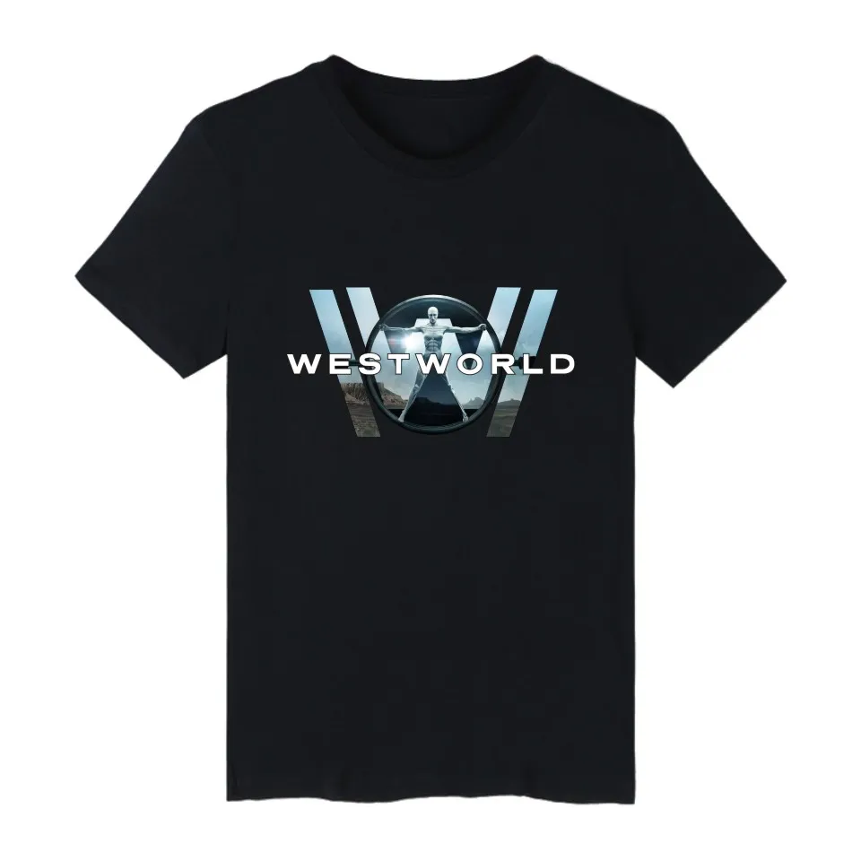 Westworld короткий рукав Забавные футболки Летние черные модные хлопок для мужчин