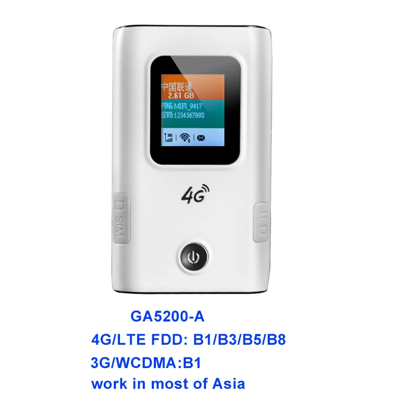 GA5200-A Портативный Wi-Fi 4g Роутер 3g 4G Lte wifi беспроводной роутер 5200 мАч аккумулятор банк питания точка доступа разблокированный автомобильный мобильный с слотом для sim-карты - Цвет: GA5200-A