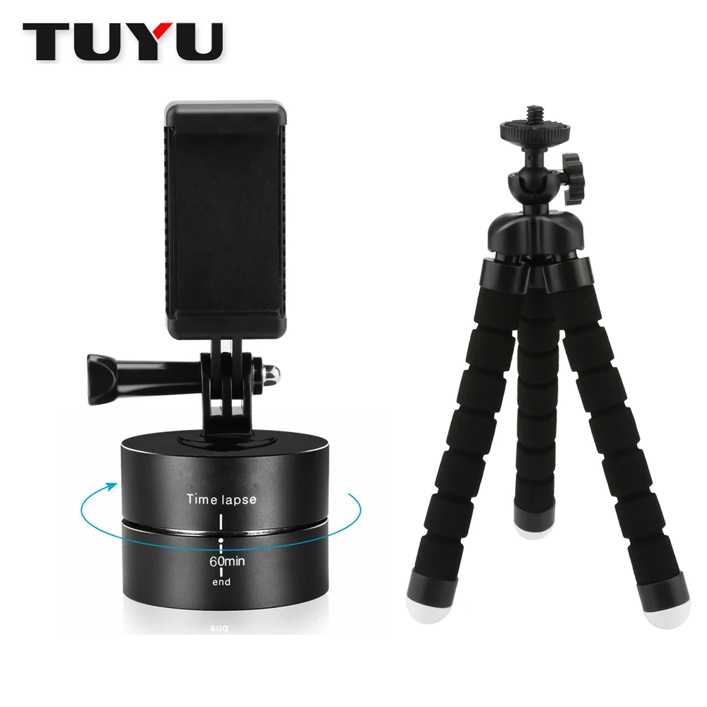 

TUYU вращение на 360 градусов, Автоматическое вращение, основание головки штатива для экшн-камеры GoPro Yi 4k SJCAM EKEN, мобильный телефон