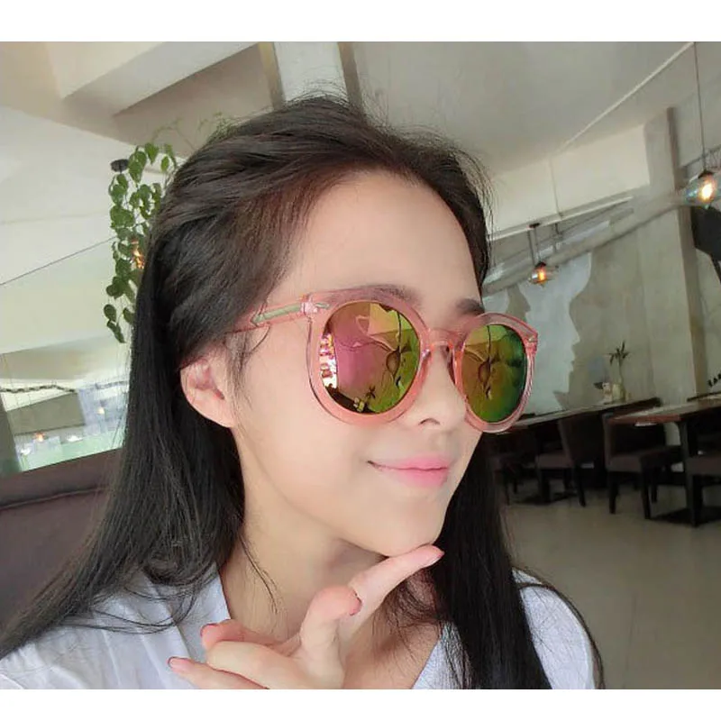 Специальная цена корейские женские солнцезащитные очки зеркальные пластиковые