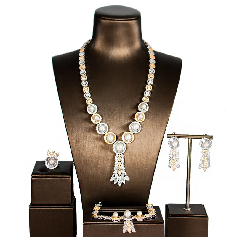 

Dubai Women's New Luxury Silver And Multicolor Cubic Zirconium Jewelry Sets