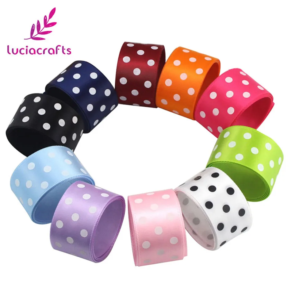 Lucia crafts 1 ''25 мм точечный узор печатная Рождественская атласная лента DIY шитье и бант для волос украшения ремесла 5 ярдов/партия T0205