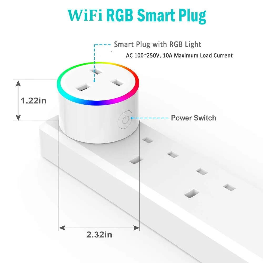 Смарт разъем Wi Fi Управление розетка Великобритания США ЕС 10A RGB таймер со