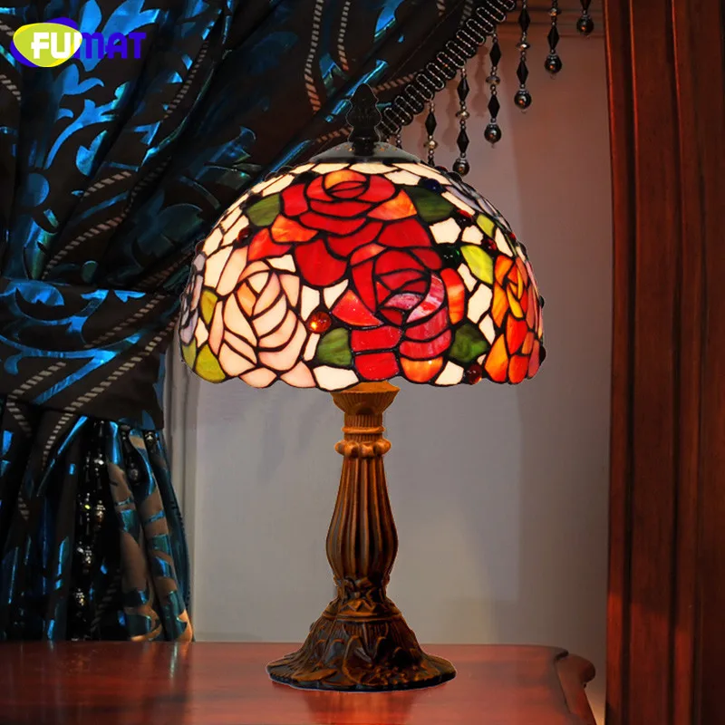 Фумат витражная настольная лампа стеклянный художественный абажур для