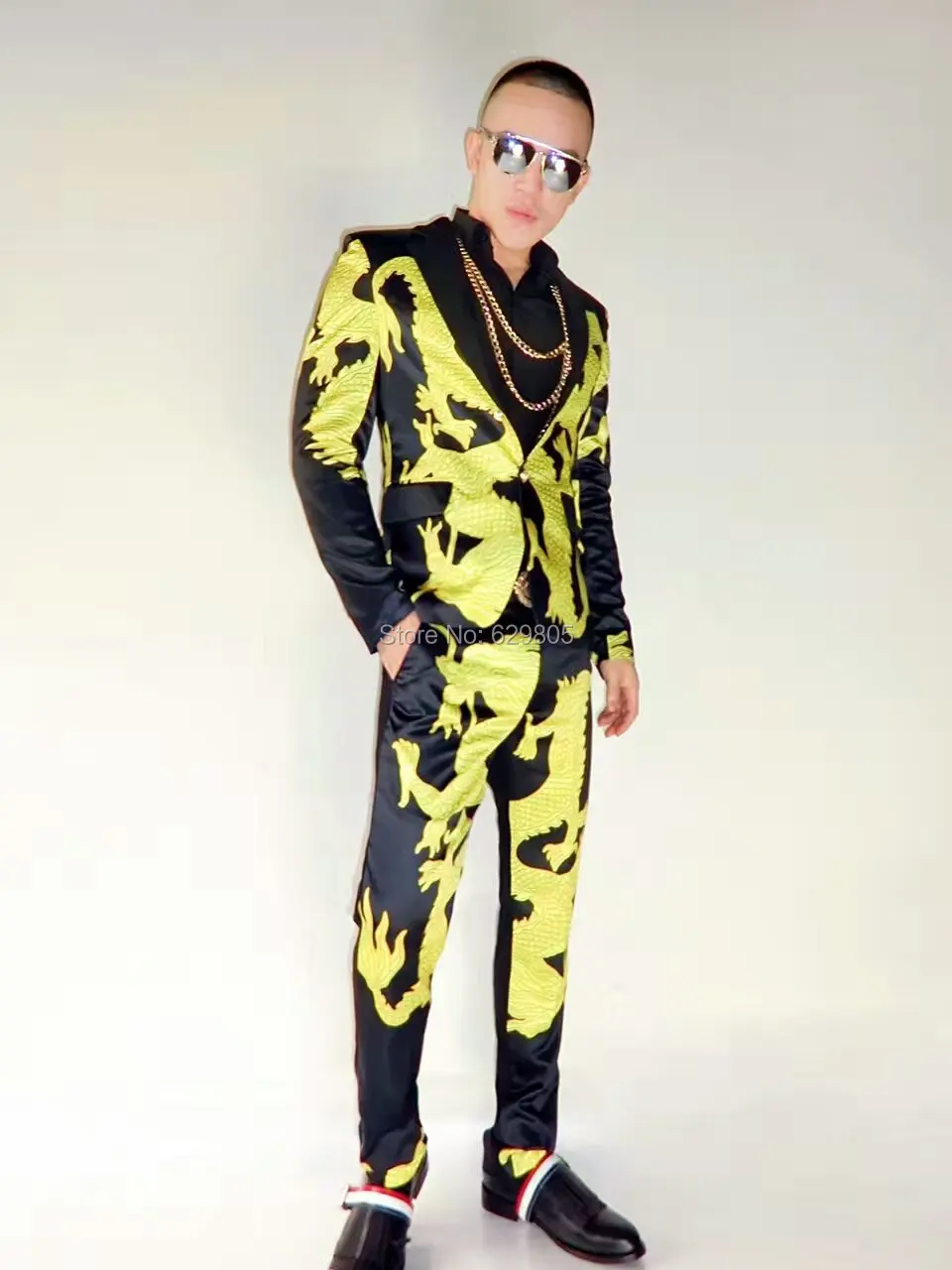 Женский костюм с принтом желтого дракона в Корейском стиле облегающий Блейзер и