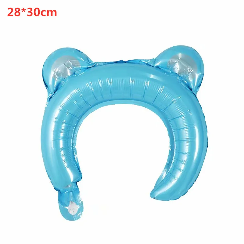 blue bear 10 шт., милые головные уборы для животных, повязка на голову, фольга, воздушный шар, Микки, Минни, кролик, корова, детский душ, 1-й 2st, украшение на день рождения - Цвет: blue bear
