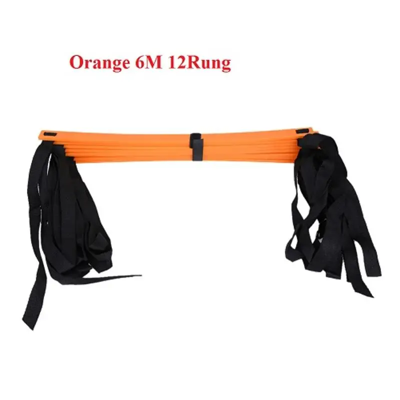 Orange 6M 12Rung 6/7/8/12/14 стойки с нейлоновыми ремешками Координационная лестница обучение Лестницы футбол Футбол Скорость спортивные конструктор лестница спортивный инвентарь - Цвет: Orange 6M 12Rung