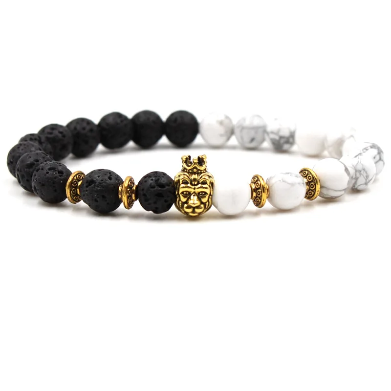 Браслет из лавы и Льва, браслеты для женщин, Pulseira Masculina Braclet, мужские ювелирные изделия, Feminina Bileklik, ручной работы, очаровательный браслет - Окраска металла: bracelet men