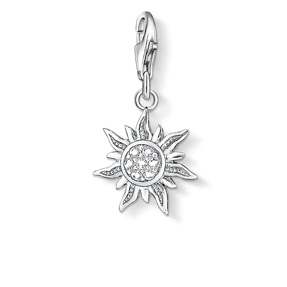 

Sun Flower Pendants Charms for Bracelet Necklace Accessories Jewelry Making DIY Handmade Craft 925 Sterling Silver White CZ Gift