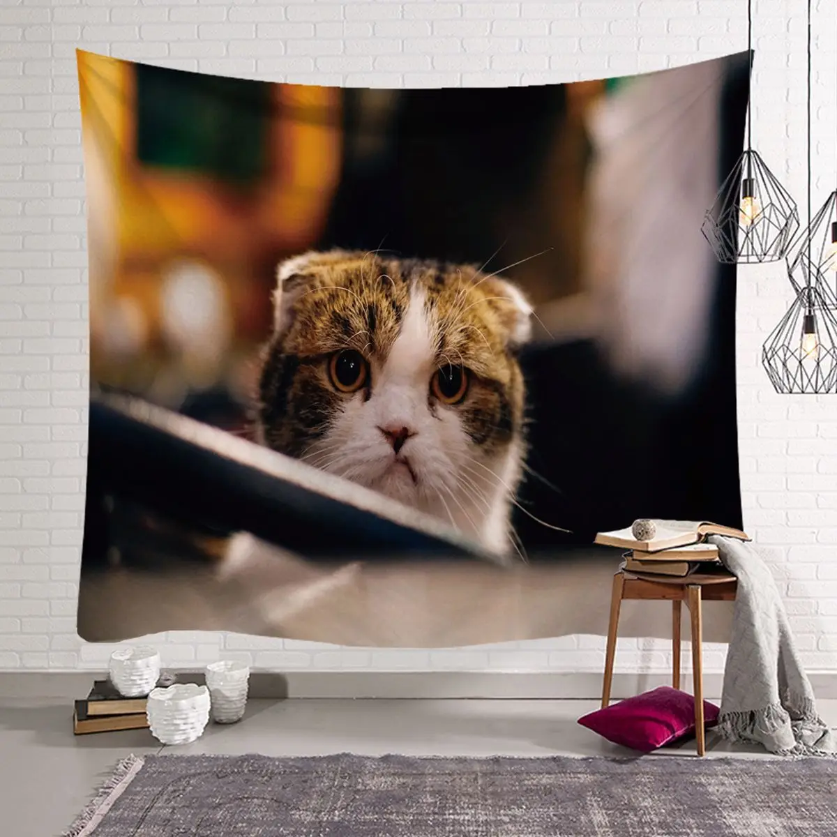 Милый котенок с рисунком богемный песчаный пляжный ковер для пикника одеяло