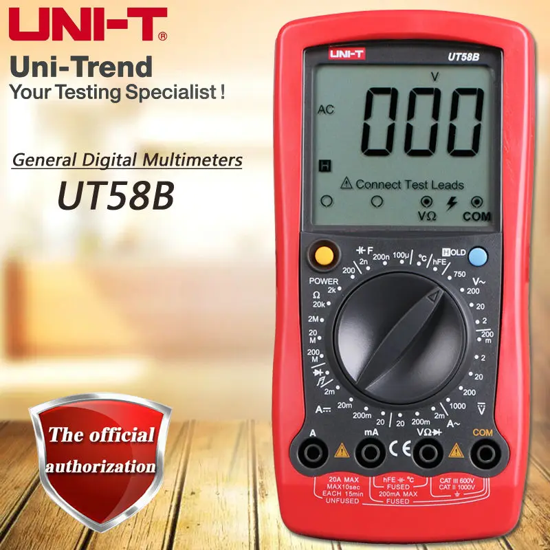 UNI-T UT58B Ручной цифровой мультиметр резистор, стол для тестирования Емкости диодов/триодов, дисплей низкого напряжения, температурный тест