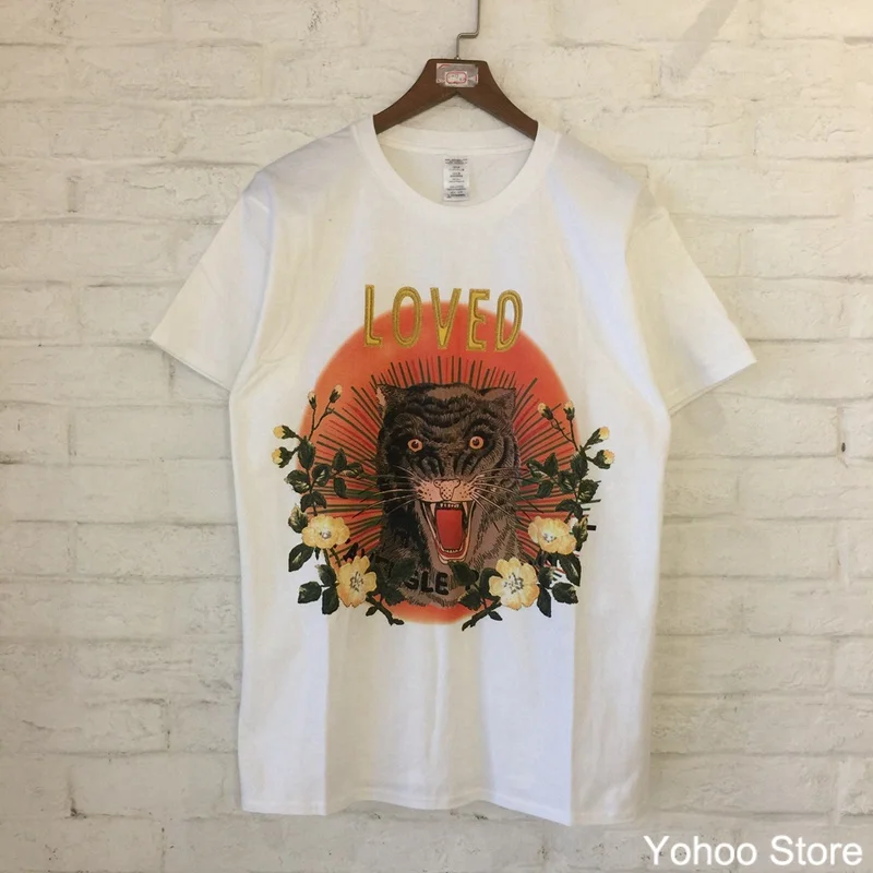Brand Fashion Unique Tiger Printed Design Men Women T-Shirts Popular Cotton Summer Casual Hip Hop Top tee Streetwear Clothes | Мужская