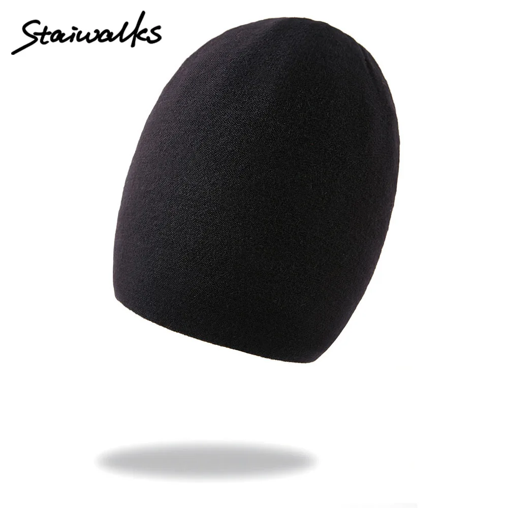 Staiwalks шапочки Skullies для мужчин женщин сплошной цвет пара кепки мериноса 100% шерсть