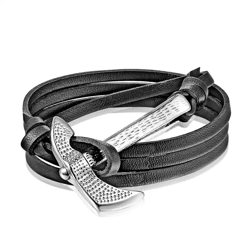 2016 Новый Модный дизайн Винтажный персонализированный топор кожаный браслет для