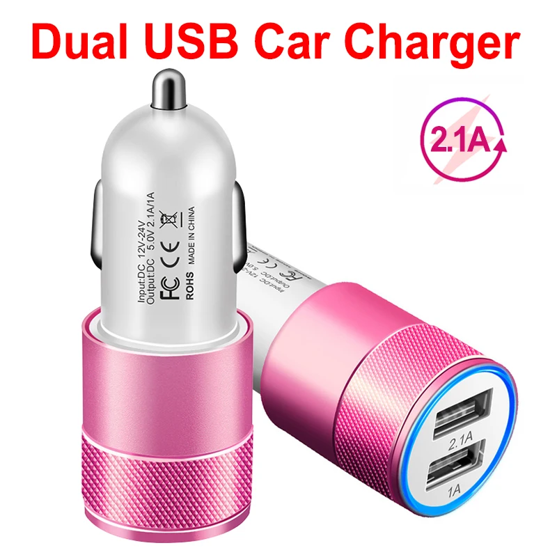 3 цвета Автомобильное зарядное устройство адаптер для телефонов двойной USB