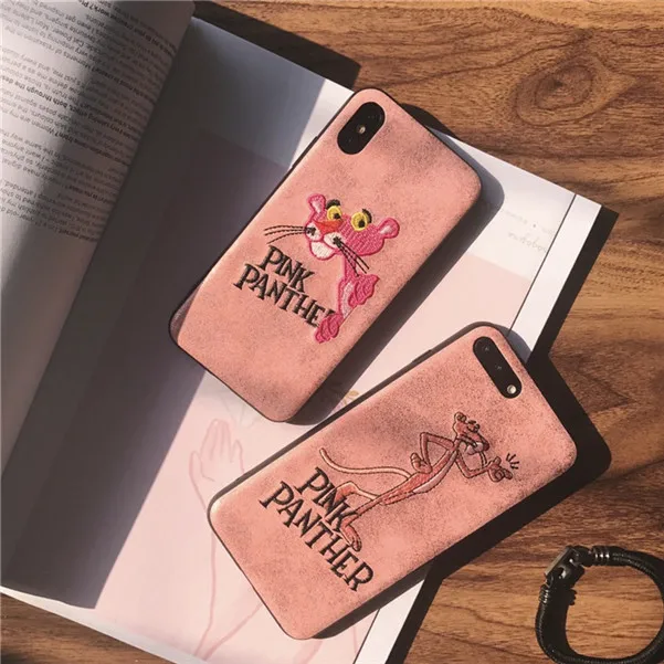 Для iPhone X Фирменная Новинка Мода Вышивка Розовая пантера чехол для Apple 8 Plus 6 6S 7