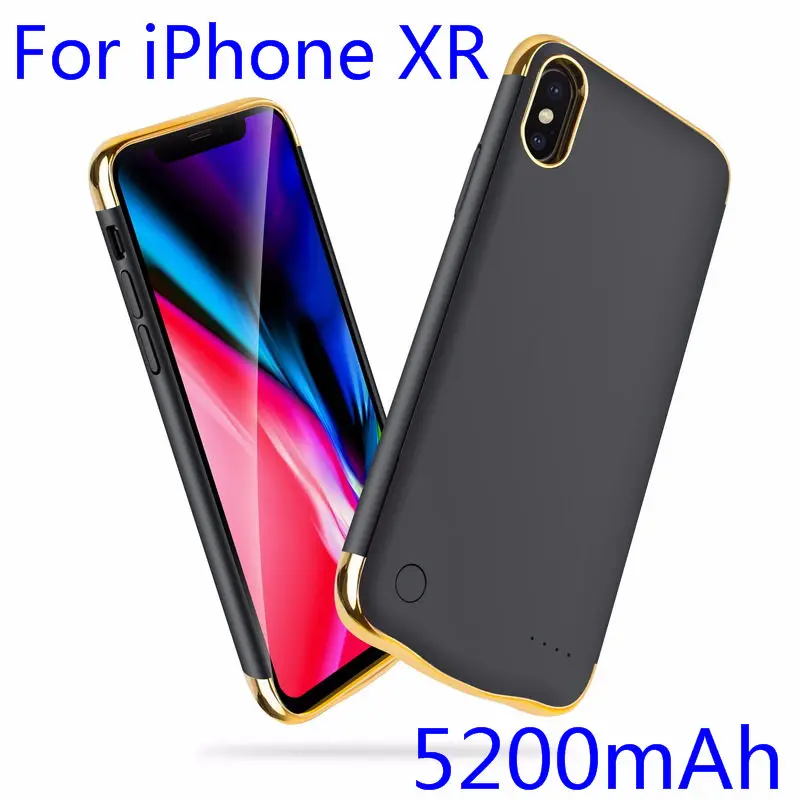 Тонкий противоударный чехол для зарядного устройства для iPhone XR XS Max, перезаряжаемый внешний аккумулятор для iPhone X XS, чехол для зарядки - Цвет: IXR-Black