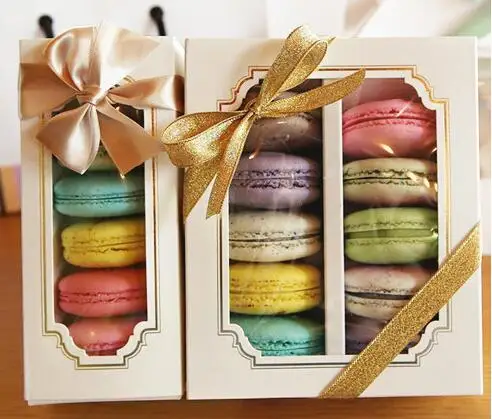 200 шт./лот симпатичная простая белая коробка с открытым окном для десертов