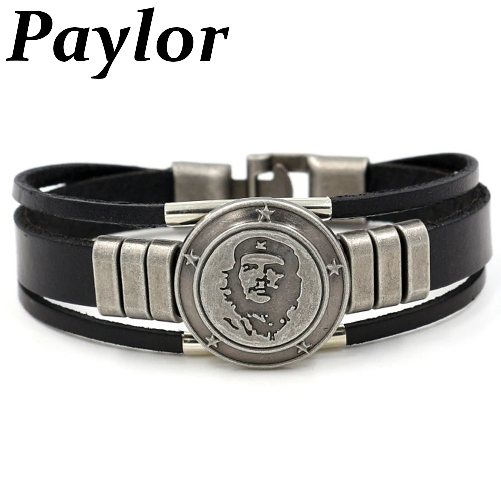 Кожаный браслет Paylor мужские ювелирные изделия модный Che Guevara Аватар мужской