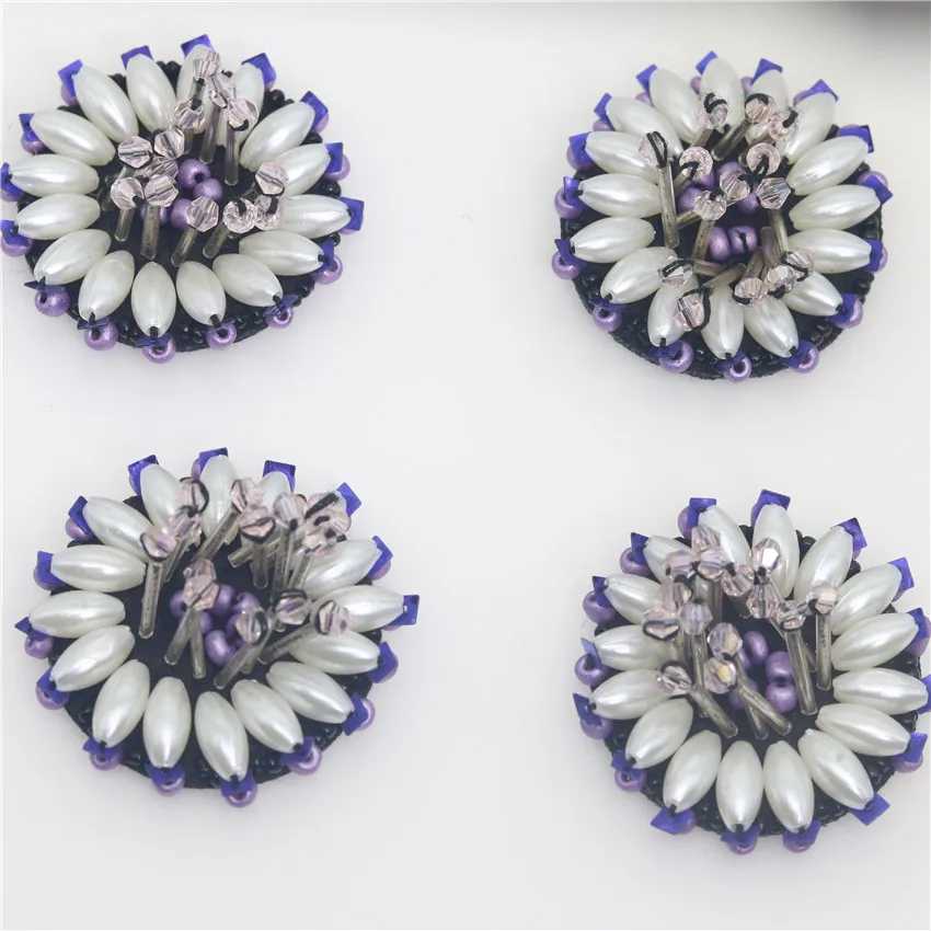 purple white tassels handmade resin crystal rhinestones applique beaded sequins flowers Fancy clothing accessories sew glue 1pc | Дом и сад