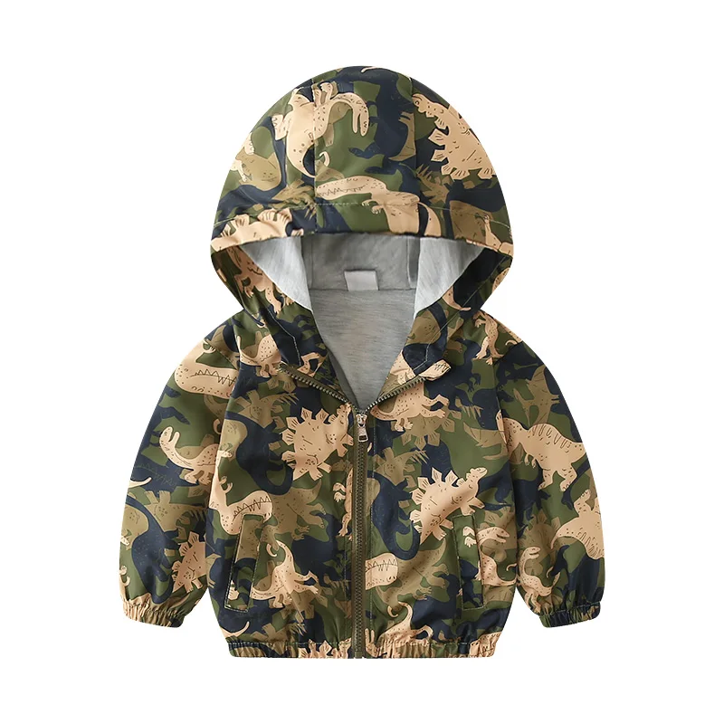 Camouflage dinosaur Новинка; сезон весна-лето; детская верхняя одежда и пальто; повседневные куртки в стиле динозавра для мальчиков; От 2 до 7 лет одежда с капюшоном для мальчиков; куртки; CQ061 - Цвет: Camouflage dinosaur