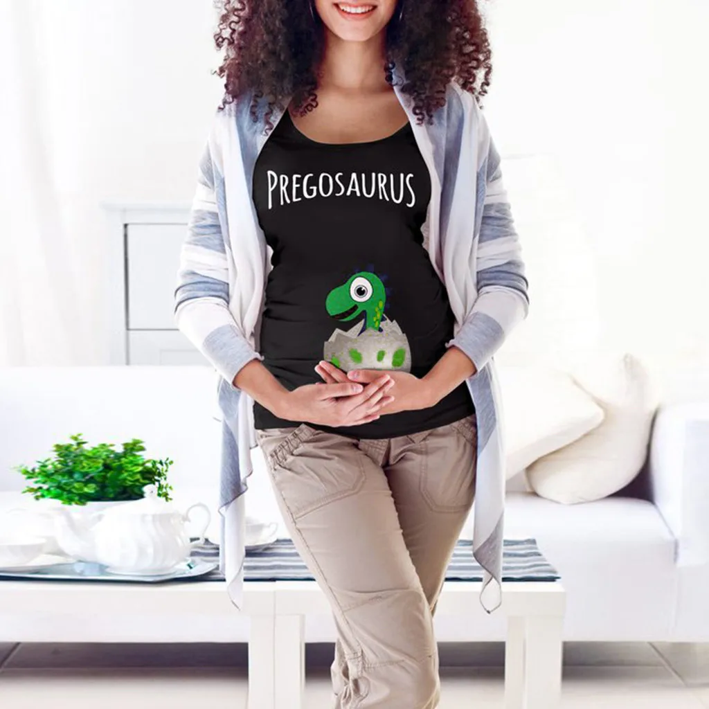 SAGACE Женская Футболка для беременных с героями мультфильмов пасхальное яйцо