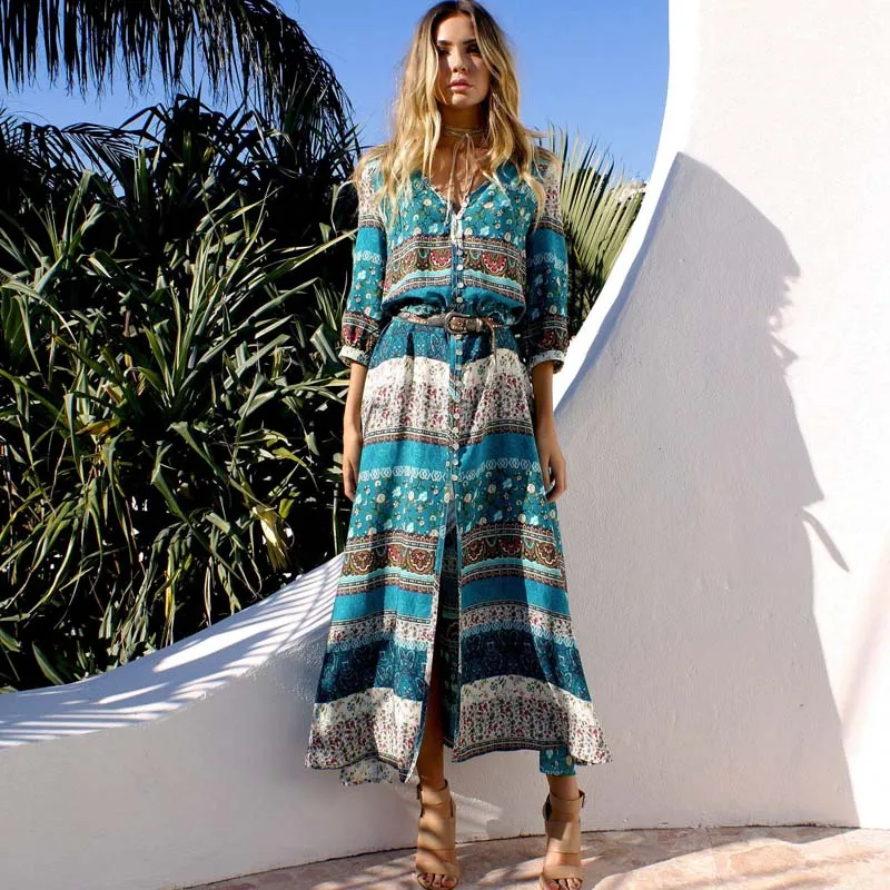 Женское платье туника с длинным рукавом большого размера|maxi dress|bohemian dressmaxi dresses long