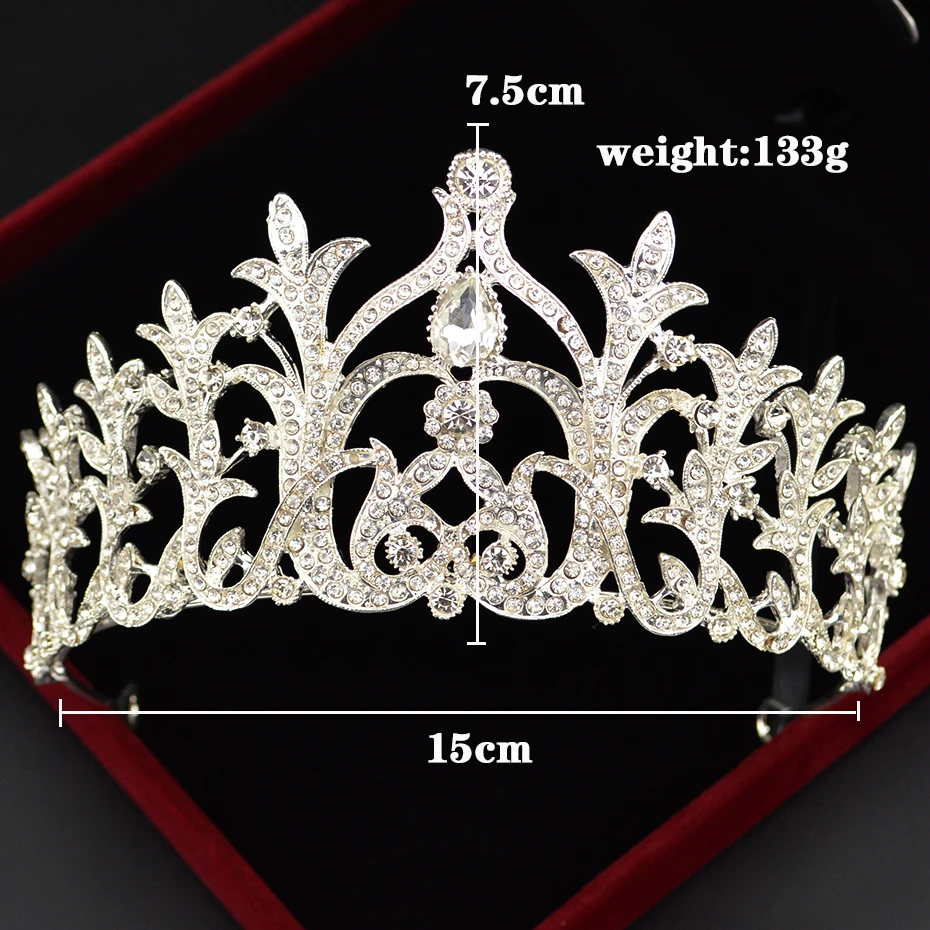 Роскошная серебряная тиара в стиле барокко со стразами для невесты модная