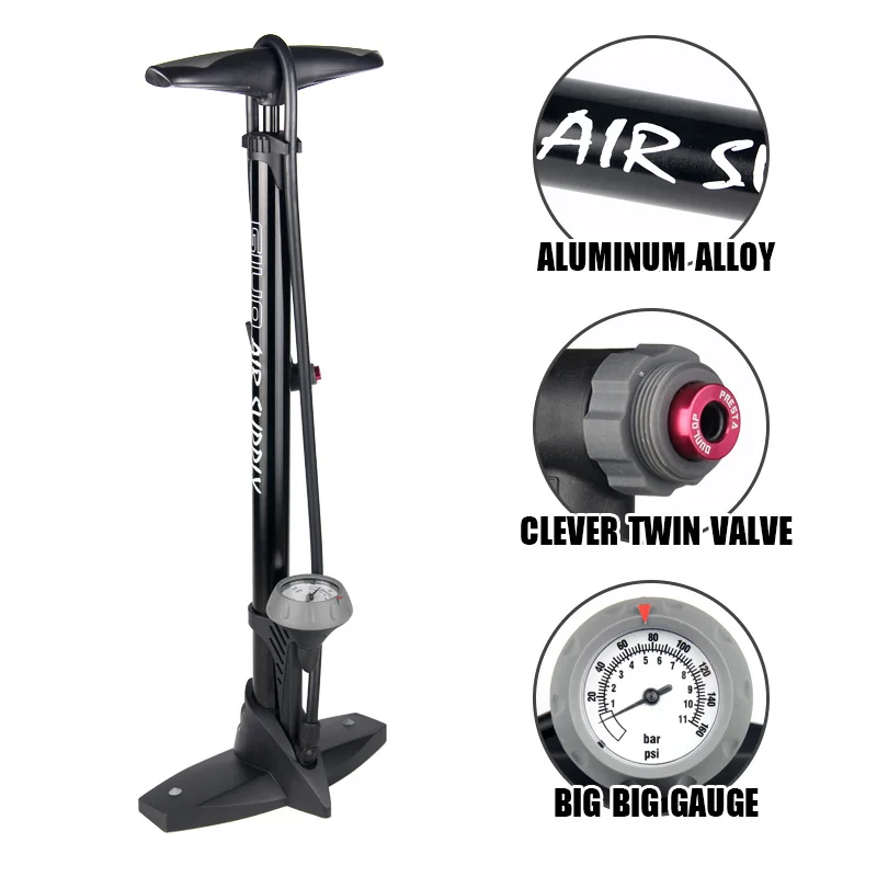 Giyo 160Psi велосипедный напольный насос с манометром Presta Schrader адаптер клапана для