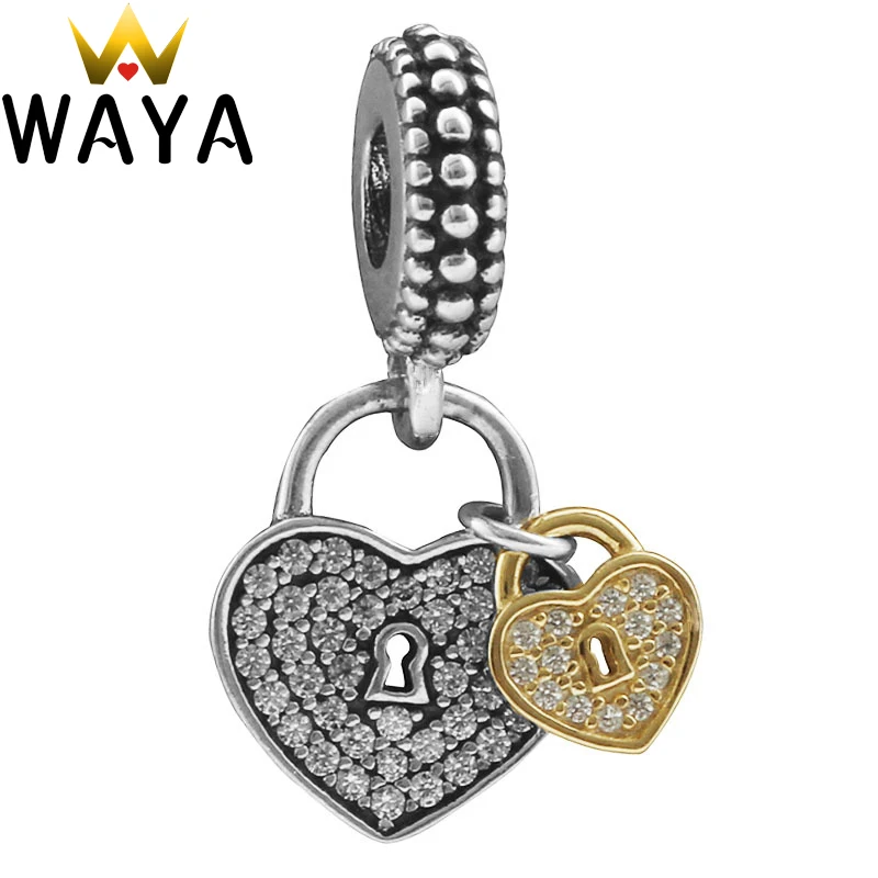 Waya сплав Талисманы два сердца серебряный кулон Цвет европейского бисера Fit змея