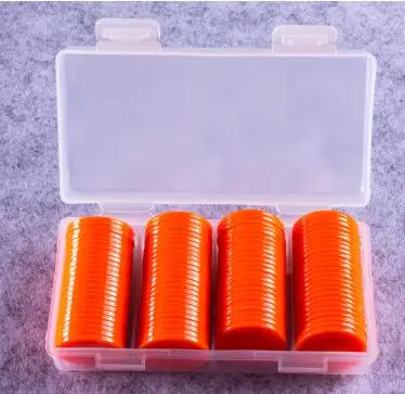Orange 100 шт Пластиковые покерные фишки казино маркеры бинго для развлечения семейный клуб карнавал бинго игровые принадлежности 25 мм 9 цветов - Цвет: Orange