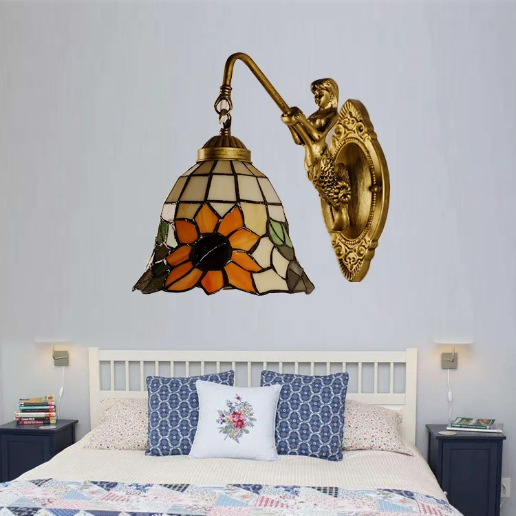 

special promotion, European Mermaid wall lamp, Baroque children's room bedside lamp, bedroom bathroom headlamp.