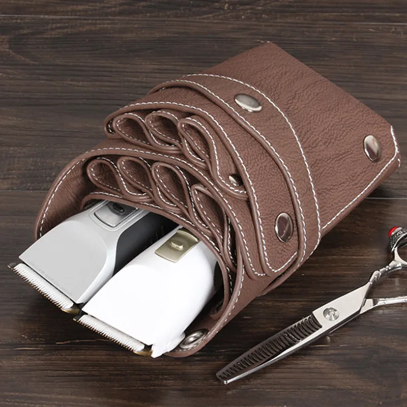 

Black Brown PU Barber Scissor Shear Organizer Stylist Holster with Nylon Belt Salon Hairdresser Clippers Waist Tool Pouch H4