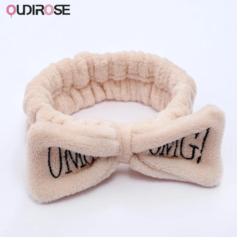 OUDIROSE Новая женская повязка для волос с бантиком модная буквами OMG Коралловая