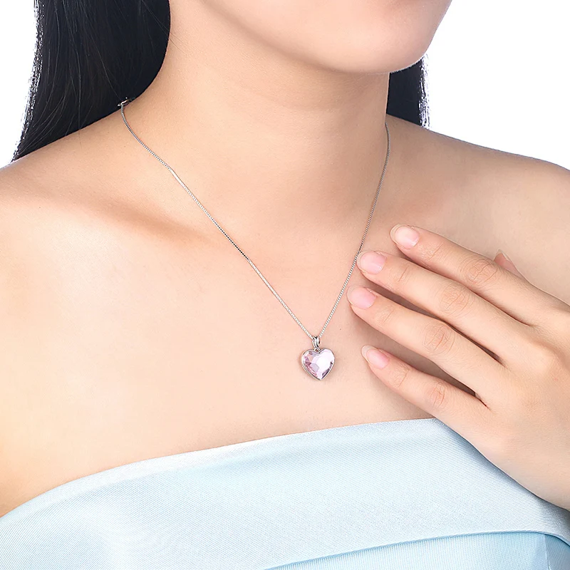 LEKANI Original Crystals From Swarovski Heart Pendant Necklace For Women Chic S925 Silver Collares Lovers Valentine's Day Gift |