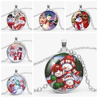 3 color 25mm fashion handmade time glass gem pendant necklace snowman gift convex magic high quality necklace jewelry