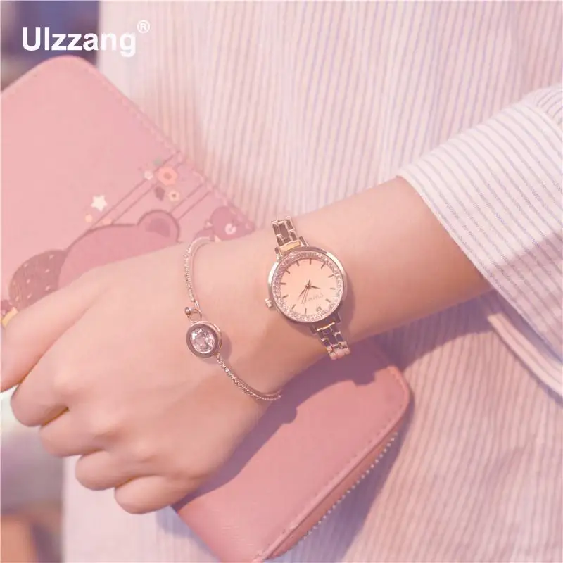 Модные женские часы роскошные с кристаллами золотого серебряного цвета