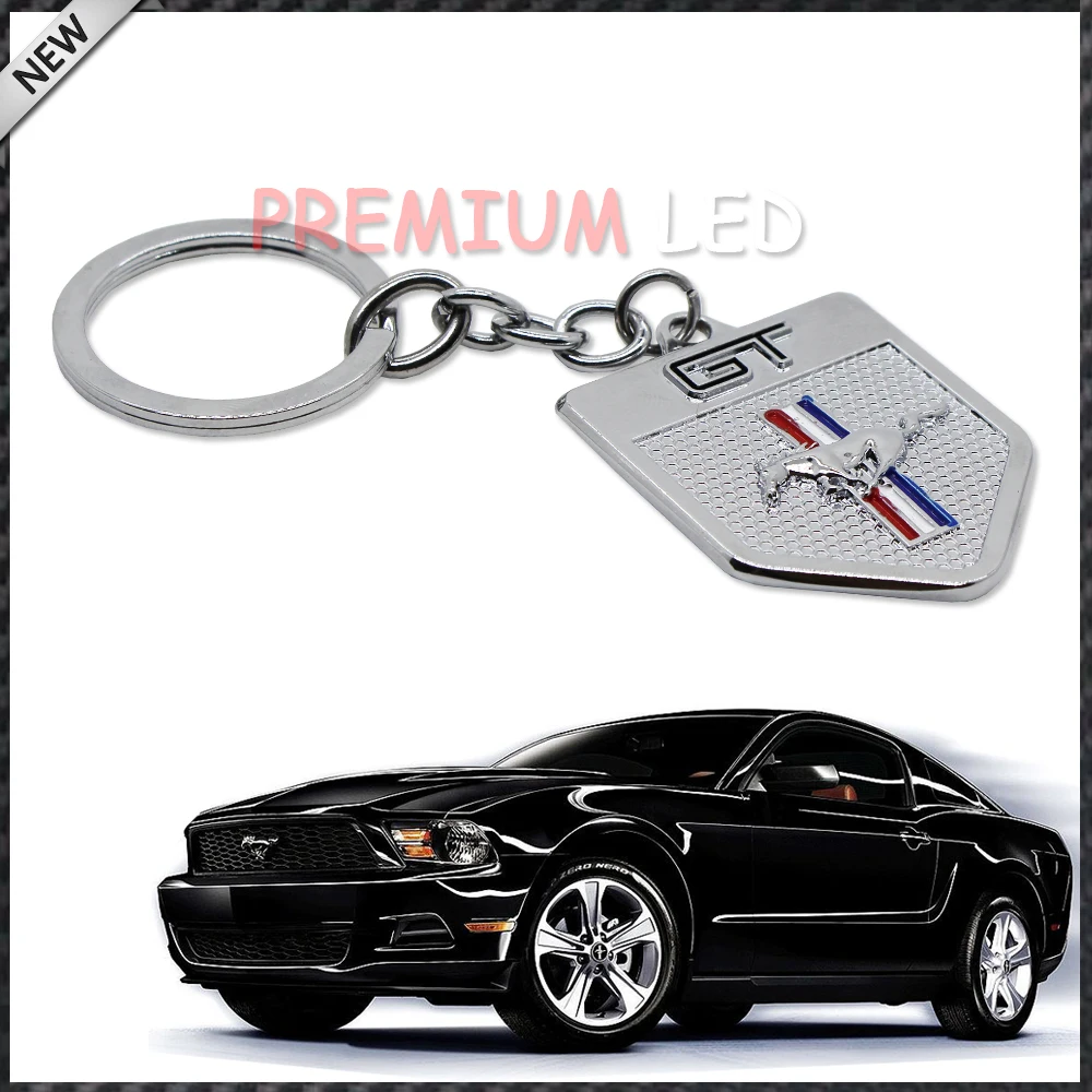 (1) брелок для ключей с хромированной отделкой пони лошади Mustang GT 500 Cobra|mustang keychain|gt