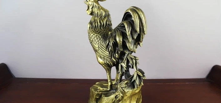 Китайская латунная медная Статуэтка зодиака петух chanticleer курица петуха | Дом и