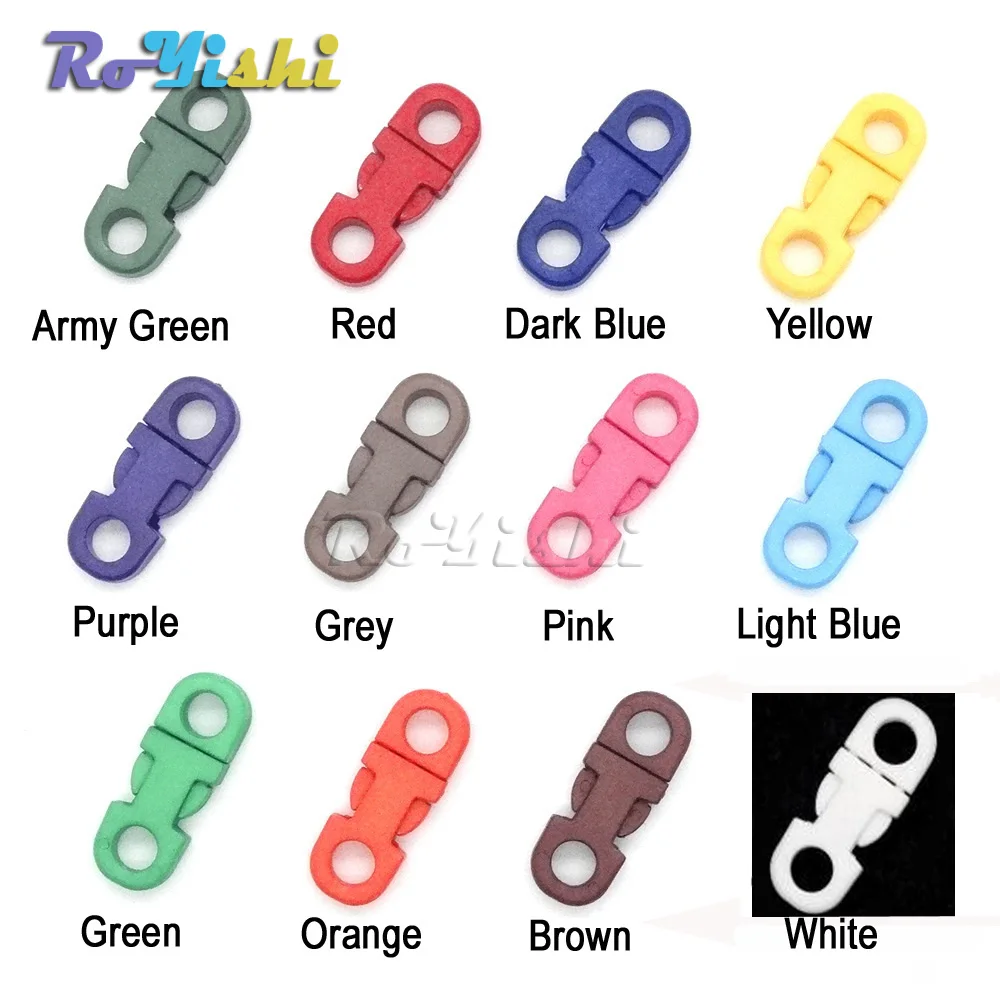 

1000pcs/pack Colorful 5mm Hole's DIA Straight Flat Side Release Plastic Buckles for Mobile Phone Paracord
