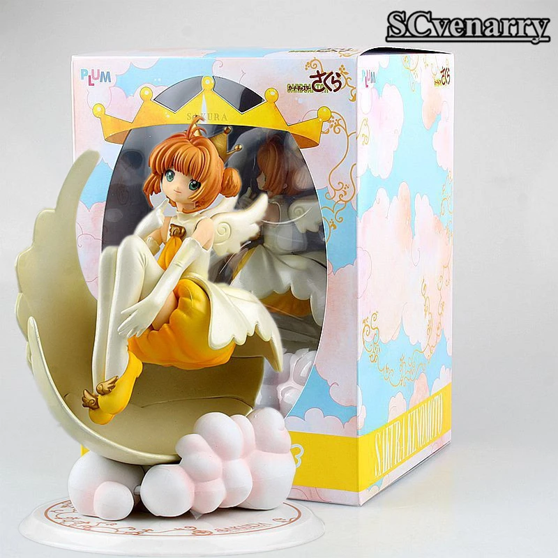 Аниме KINOMOTO SAKURA Angel Crown 1/7 Масштаб фигурки карты CAPTOR ПВХ Фигурки Модель 18 см|action