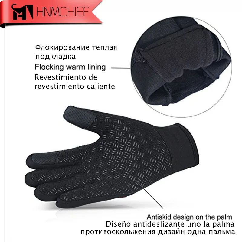 HNM Брендовые женские и мужские лыжные перчатки, перчатки для сноуборда, мотоциклетные зимние перчатки с сенсорным экраном, ветрозащитные уличные спортивные зимние перчатки