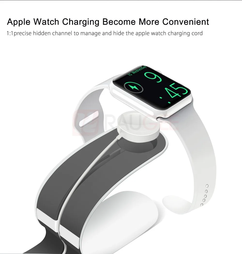 Raugee силиконовая зарядная подставка для Apple Watch 4 3 2 1, беспроводное зарядное устройство, держатель для Apple Watch для iphone XR, подставка для телефона